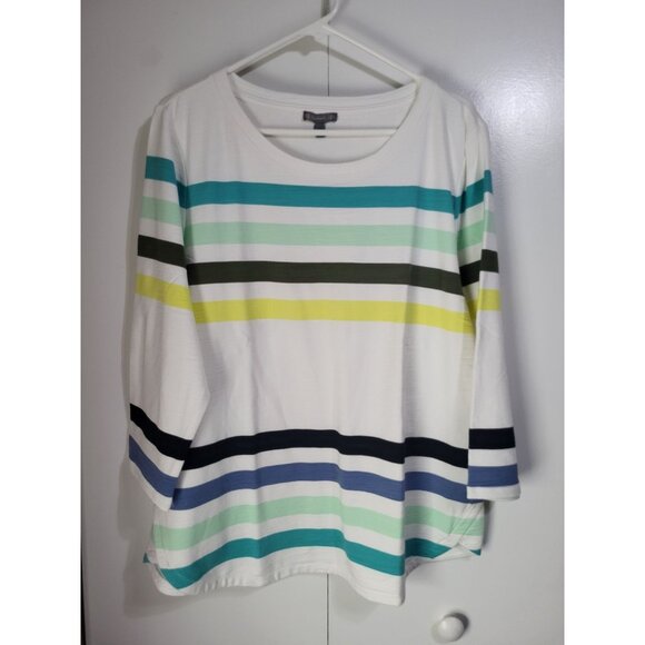 Talbots Tops - T by Talbots Womens XL UPF 50 Cozy Crush Breezy Stripe Pullover Top Slub Terry